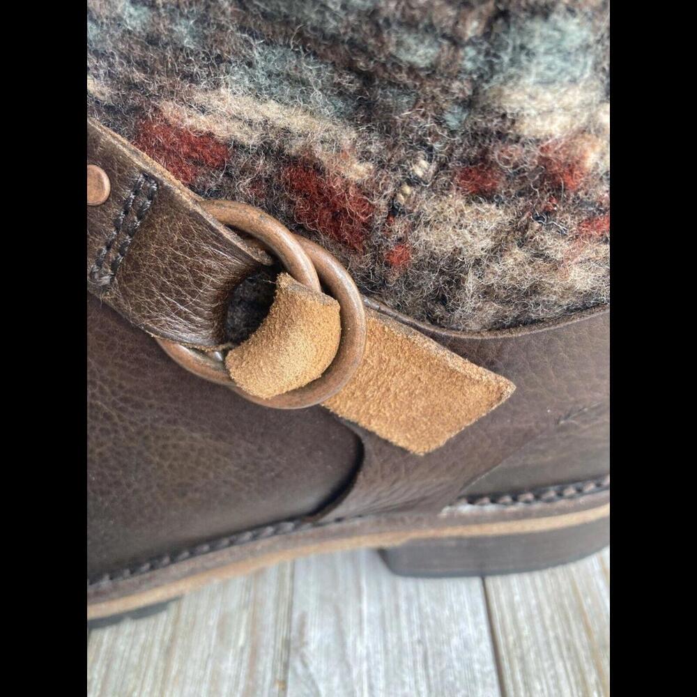 WOOLRICH BALTIMORE Harness Brown Leather Wool Boots US 8 Women's Buckle Boot - Picture 6 of 9